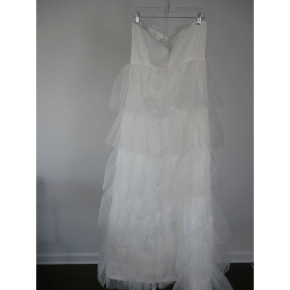 Lulu's White Tulle Pleated Strapless Maxi Dress XL - Picture 8 of 11